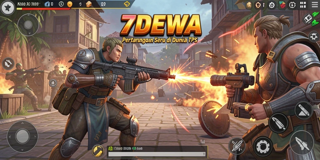 Gameplay mendebarkan dari 7DEWA dalam pertarungan TPS.