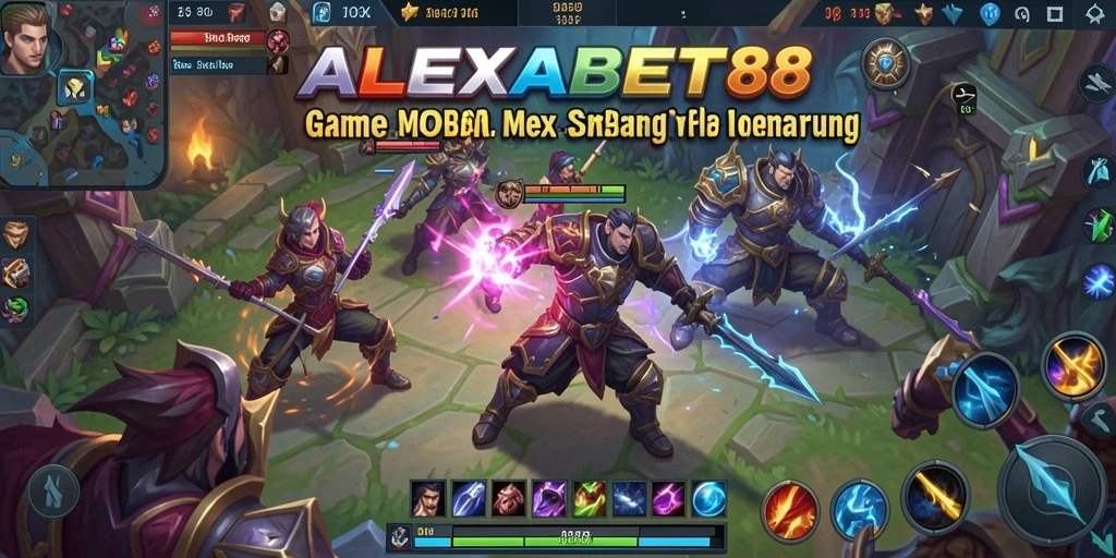 Tangkapan layar ALEXABET88 menampilkan aksi seru di arena MOBA.