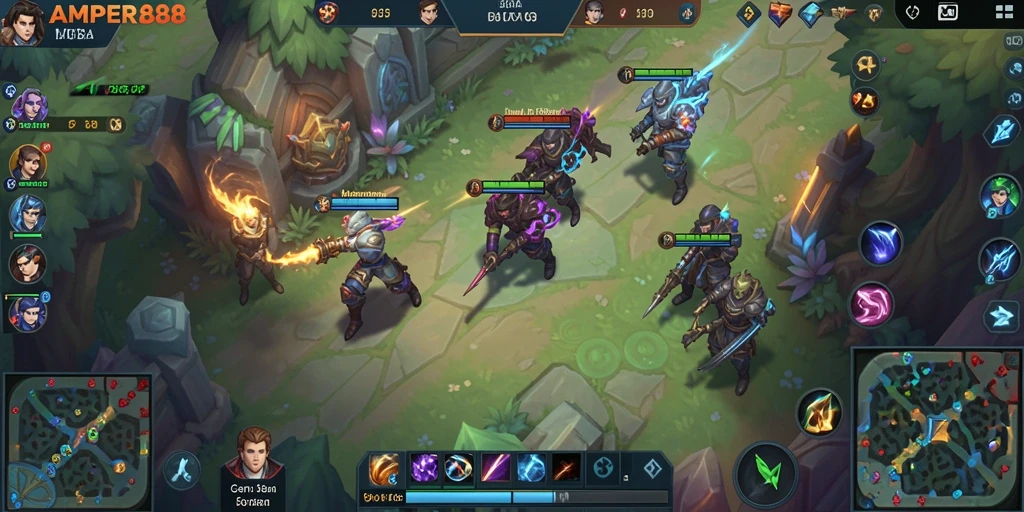 Tangkapan layar gameplay <strong>AMPER88</strong> yang menunjukkan aksi pertempuran tim.