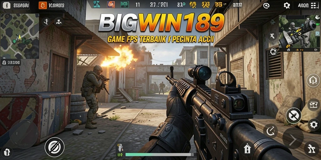 Screenshot gameplay BIGWIN189 menunjukkan aksi tembak-menembak yang intens.