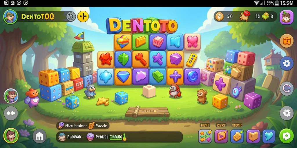 Screenshot gameplay DENTOTO menampilkan teka-teki yang menarik dan interaktif.