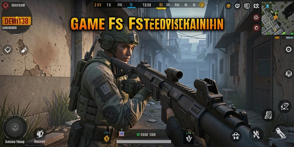 Screenshot DEWI138 menampilkan aksi pertempuran FPS yang mendebarkan.