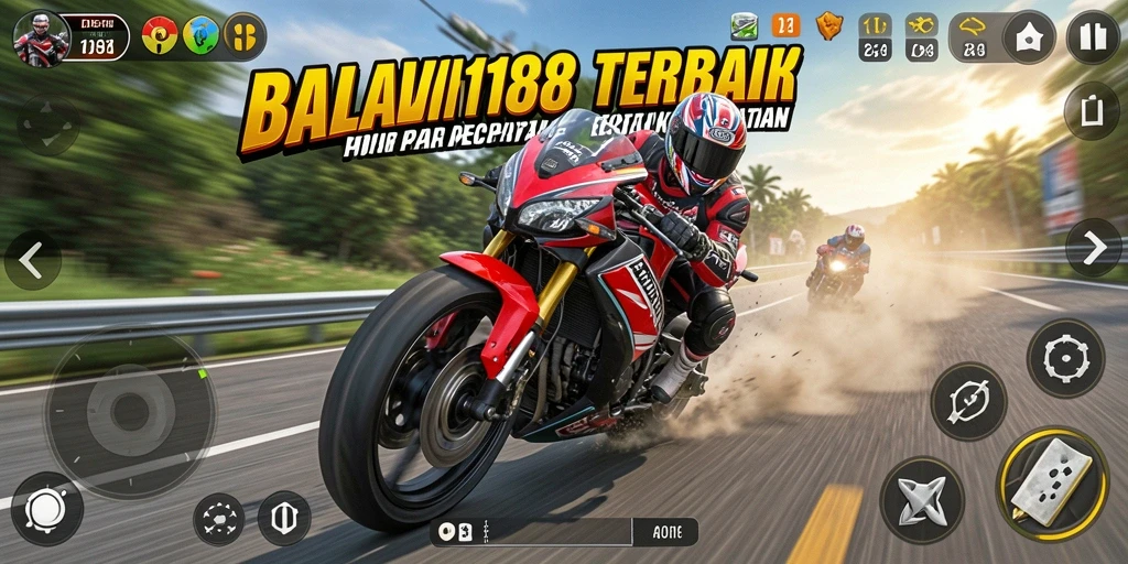 Screenshot gameplay DEWI188 menampilkan aksi balapan motor yang mendebarkan.