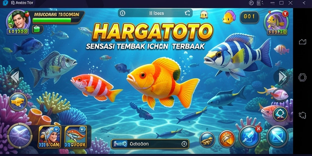Tampilan seru dari gameplay HARGATOTO saat mengejar ikan.