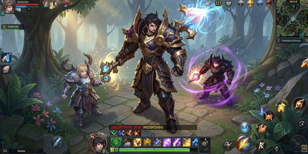 Tangkapan layar gameplay <strong>JAKARTAWIN</strong> yang menampilkan pertarungan epik antar karakter.
