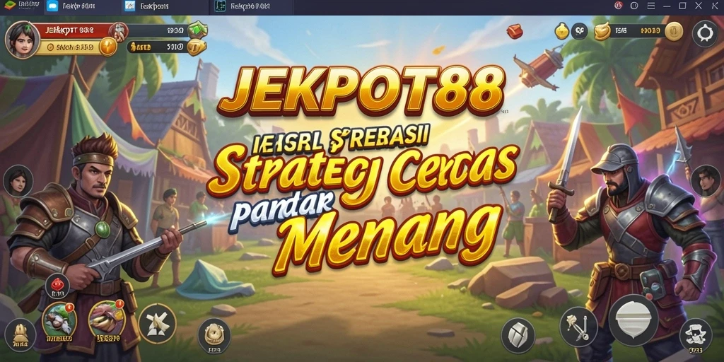 Screenshot gameplay <strong>JEKPOT88</strong> menampilkan pertempuran strategi yang intens.