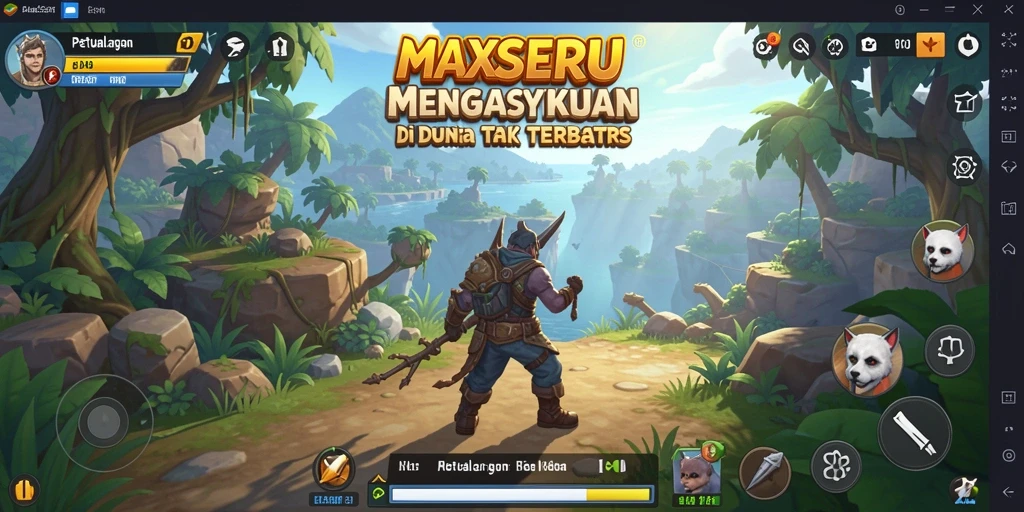 Tampilan gameplay <strong>MAXSERU</strong> yang menampilkan petualangan seru dan visual menakjubkan.