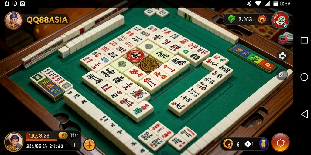 Tampilan gameplay menarik dari QQ88ASIA dengan suasana Mahjong.