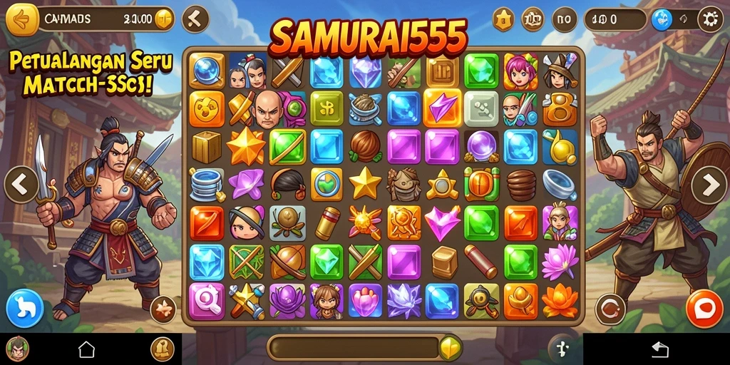 Tampilan menakjubkan dari gameplay <strong>SAMURAI555</strong> yang penuh warna dan penuh aksi.