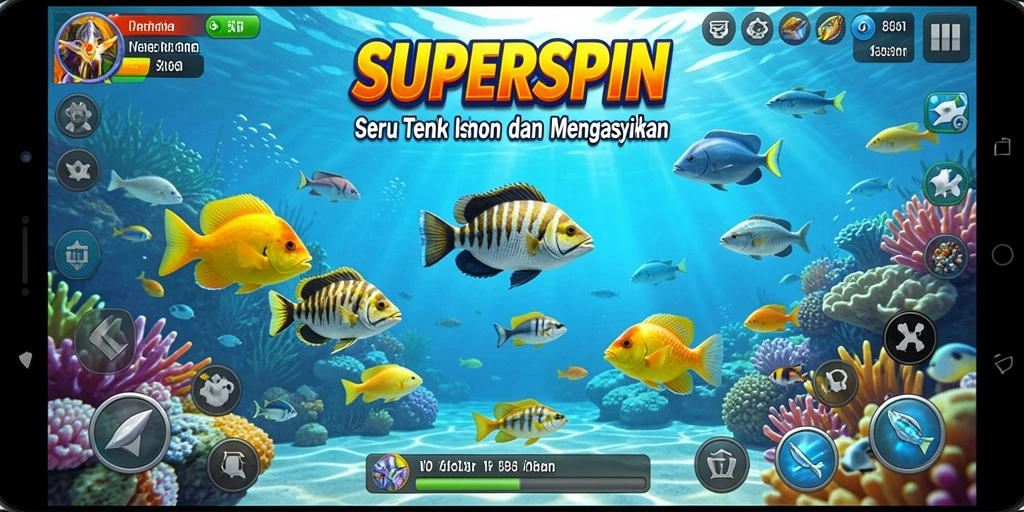 Tampilan gameplay SUPERSPIN yang seru dan menarik.