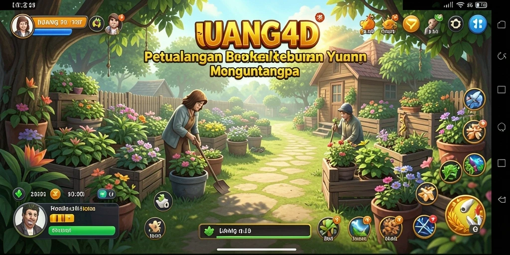Screenshot utama UANG4D menampilkan petualangan berkebun seru.