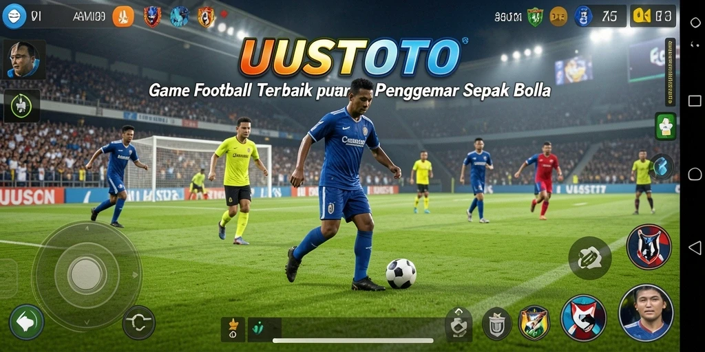 Gameplay intens sepak bola di UUSTOTO dengan aksi nyata.