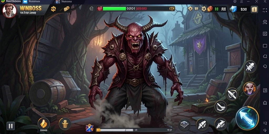 Gameplay menegangkan WINBOSS dengan suasana horor yang mencekam.