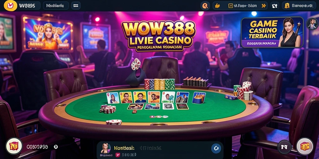 Tangkapan layar gameplay WOW388 yang menampilkan dealer langsung dan interaksi pemain.