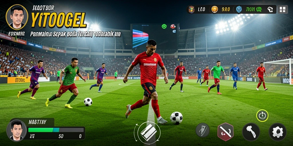 Tampilan gameplay nyata dari YOTOGEL dengan aksi sepak bola mendebarkan.